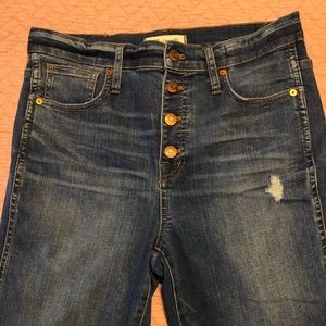 Madewell 10” high rise skinny jeans.
